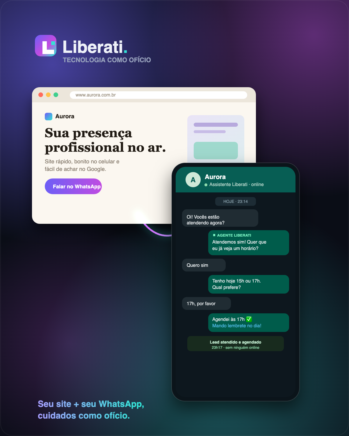 Exemplo Liberati: site profissional e atendimento no WhatsApp com IA, na identidade da marca